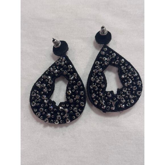 Lori Weitzner Clio Statement Earrings Charcoal Black Drop Earrings Sparkle - Picture 4 of 6